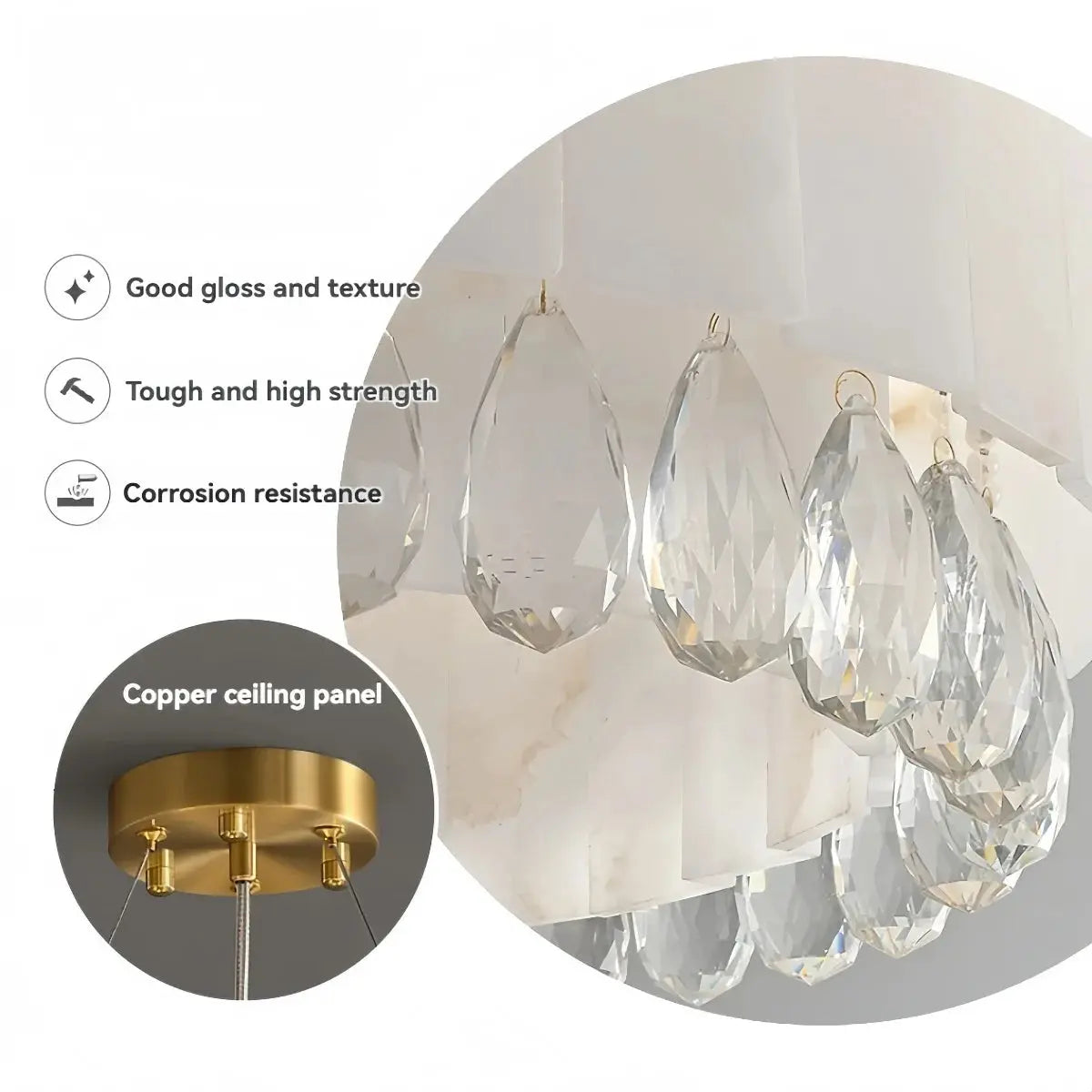 Villa Lobby Dining Living Room Alabaster Hanging Lamp — alternate product view 6