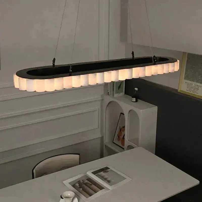 Modern Minimalist Designer Alabaster Chandelier — alternate product view 1