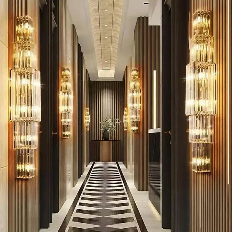 Luxury Hotel Lobby Crystal Large Wall Lamp — alternate product view 1