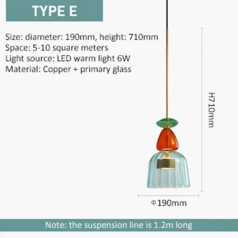Modern Glass Colorful Hanging Lamps — alternate product view 6