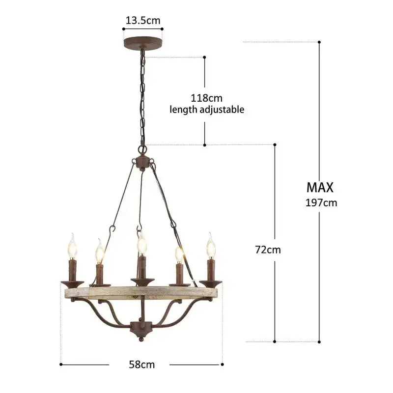 Retro American Bedroom Wood Chandelier — alternate product view 5