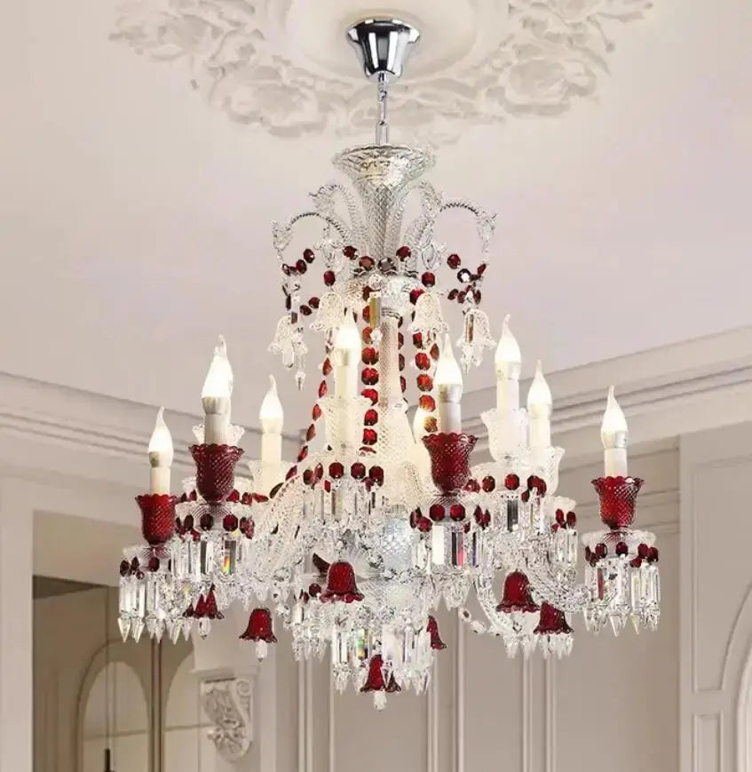 Modern Crystal Clear Red Color Chandelier — alternate product view 4