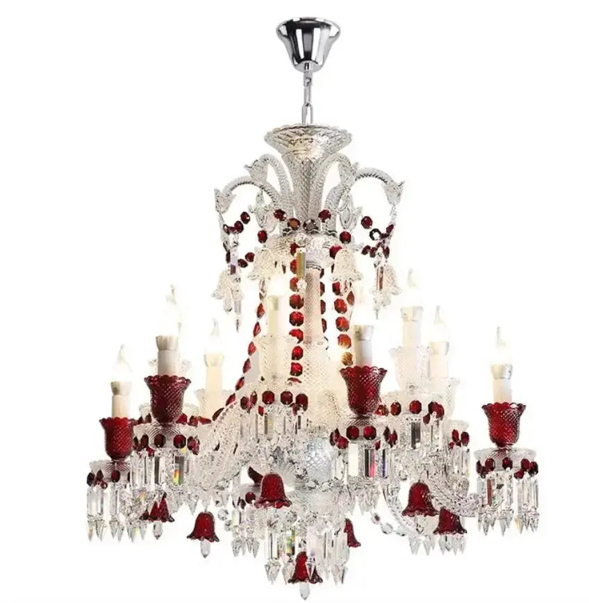 Modern Crystal Clear Red Color Chandelier — alternate product view 1
