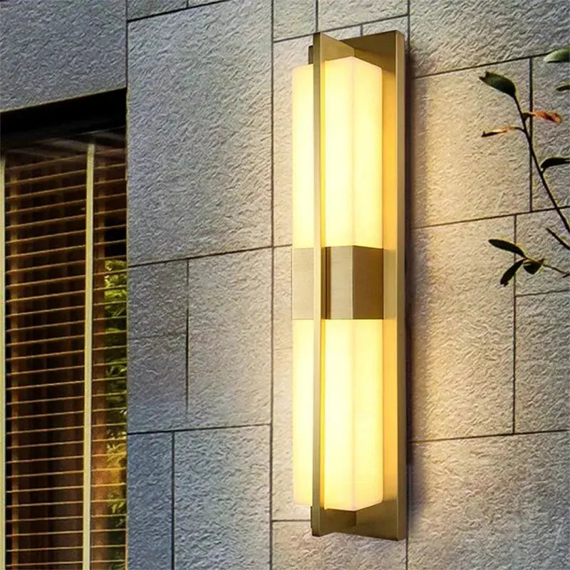Contemporary LED Brass Marble Outdoor Wall Lamps — product view