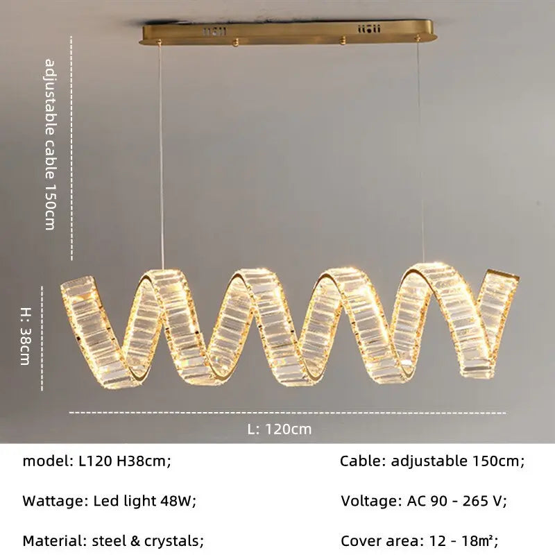 Luxury Led Wave Crystal Chandelier — alternate product view 12