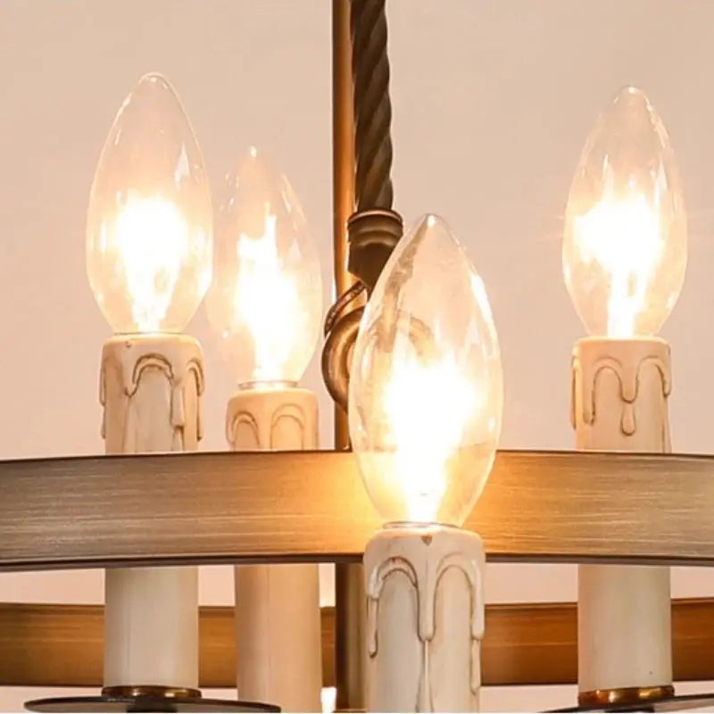 Designer Double-layer Candle Retro Bronze Pendant Light — alternate product view 5