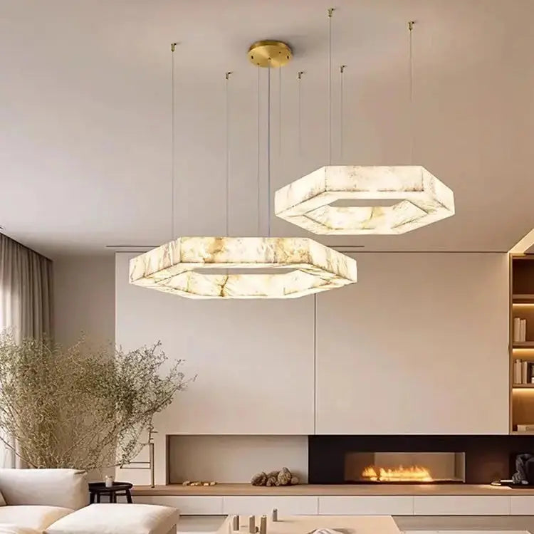 Hexagonal Alabaster Round Chandelier — product view