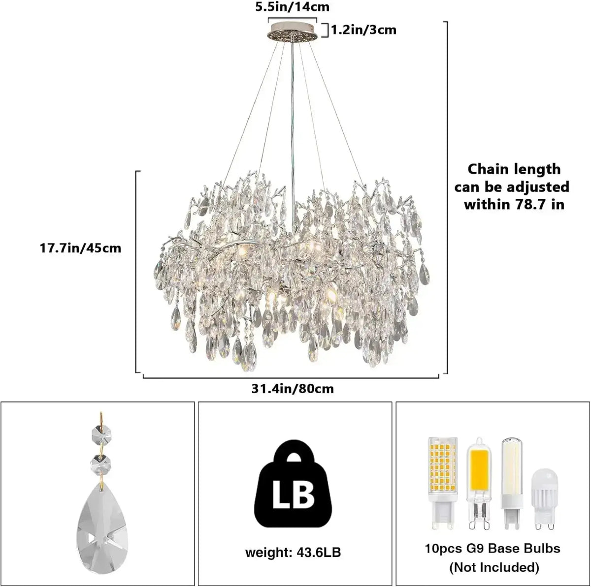Modern Raindrop Chandelier Hanging Living Room — alternate product view 15