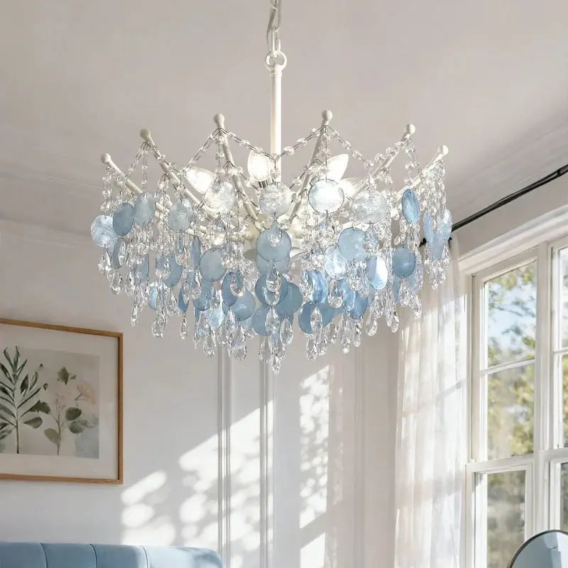 French Vintage Blue Crystal Lamp — alternate product view 3