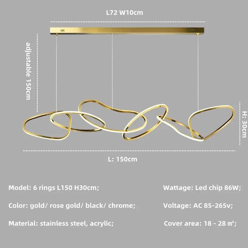 Modern Rose Gold LED Chandelier — alternate product view 10