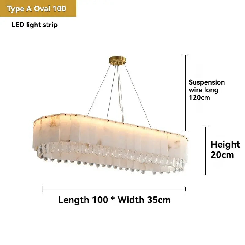 Villa Lobby Dining Living Room Alabaster Hanging Lamp — alternate product view 11