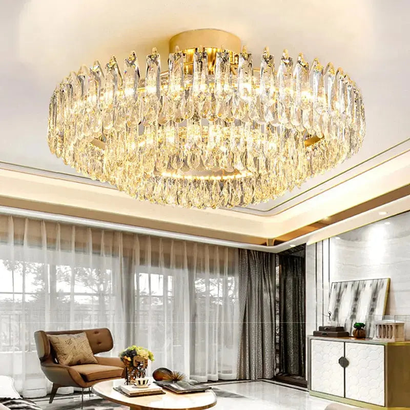 Modern Gold Crystal Ceiling Lights — product view
