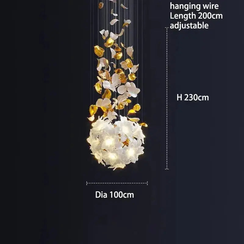 Duplex Villa Designer Flower Shaped Luxury Chandelier — alternate product view 12