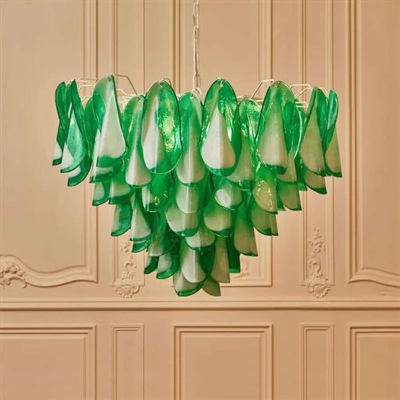 Murano-inspired glass pendant with overlapping petal details