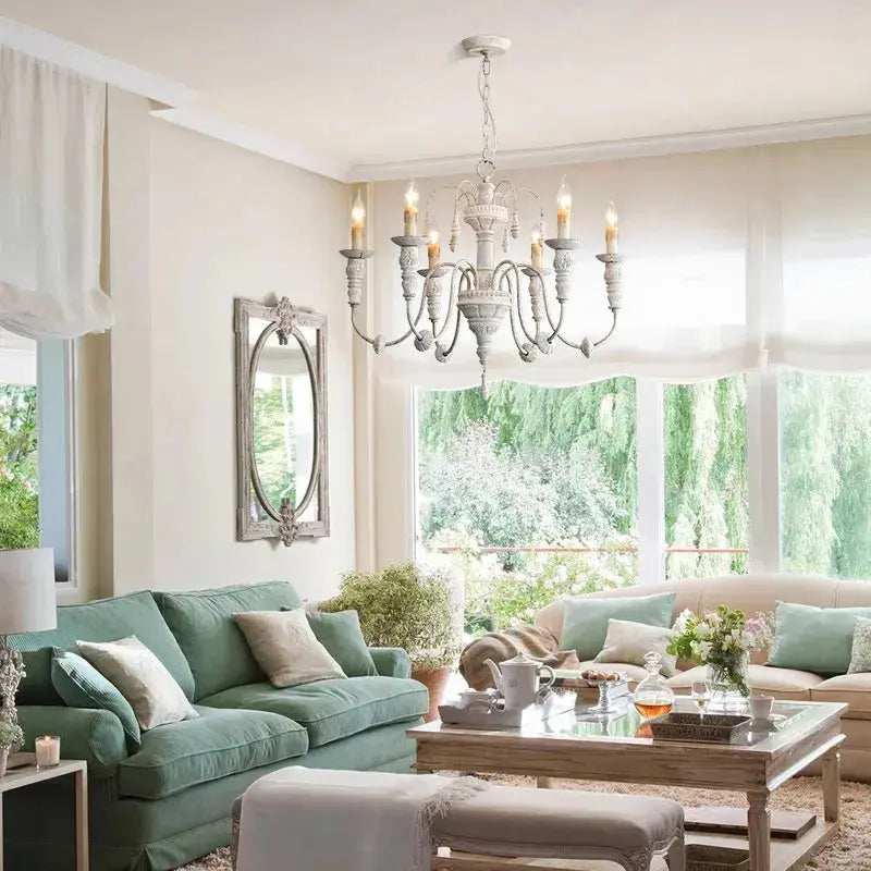 French Restaurant White Vintage Chandelier — product view