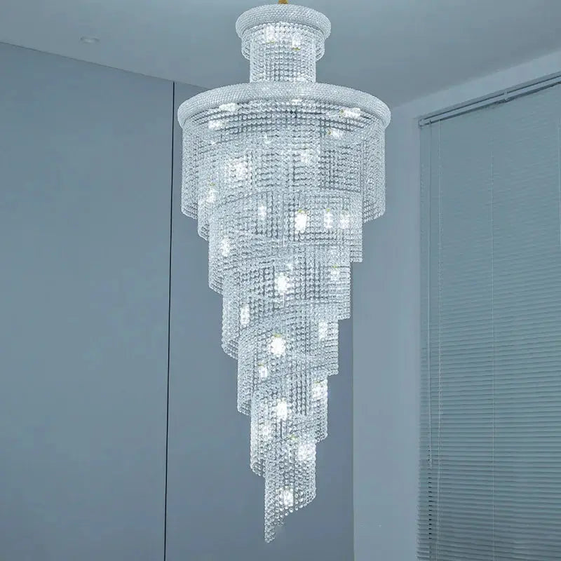 Luxury Gold Crystal Staircase Chandelier for High Ceilings — alternate product view 4