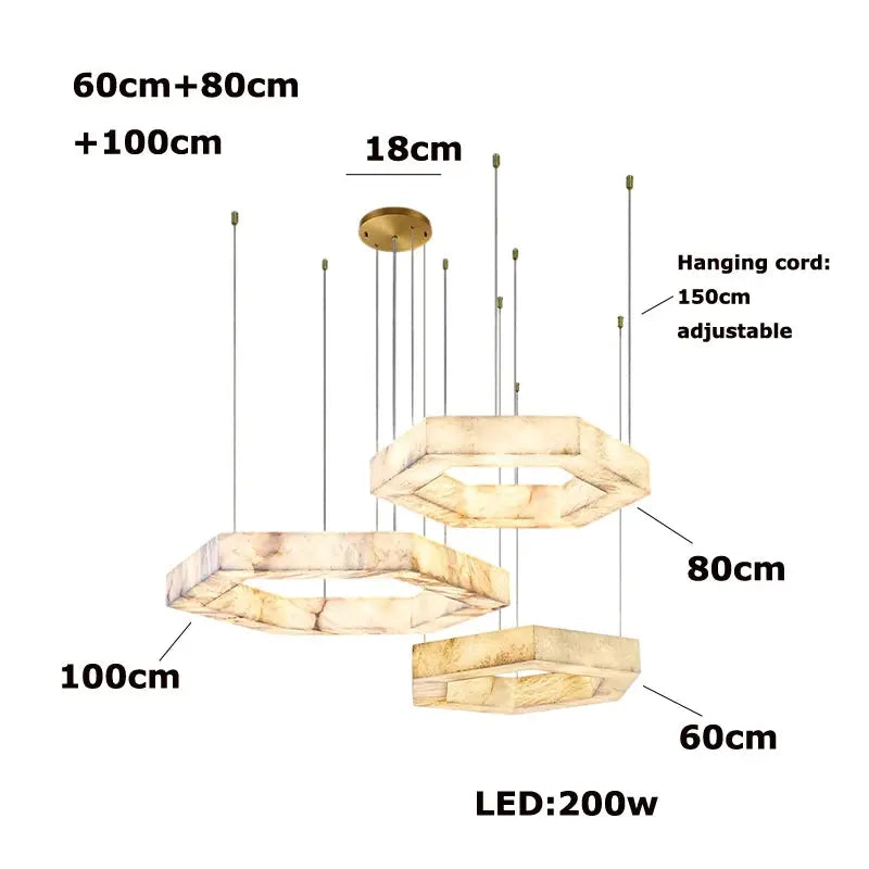 Hexagonal Alabaster Round Chandelier — alternate product view 6