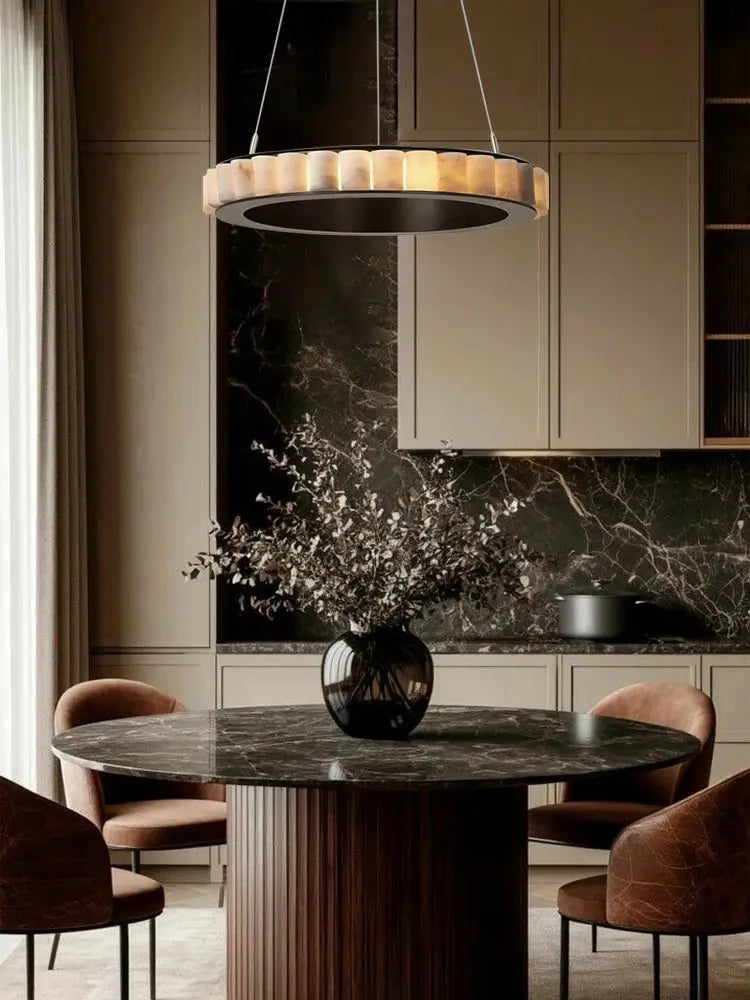 Modern Minimalist Designer Alabaster Chandelier — alternate product view 4