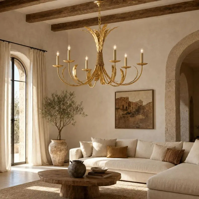 Solenne Gold Leaf Iron Pendant Light — alternate product view 2