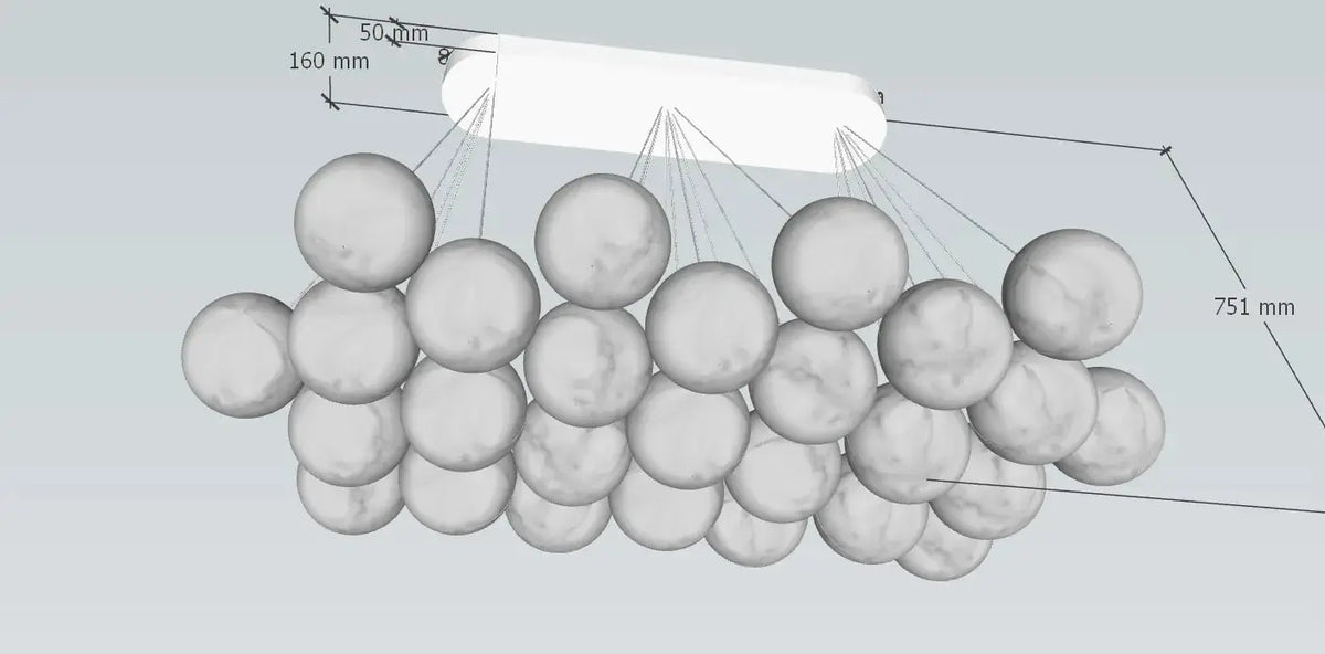 Rectangular Balls Alabaster Chandelier — alternate product view 12