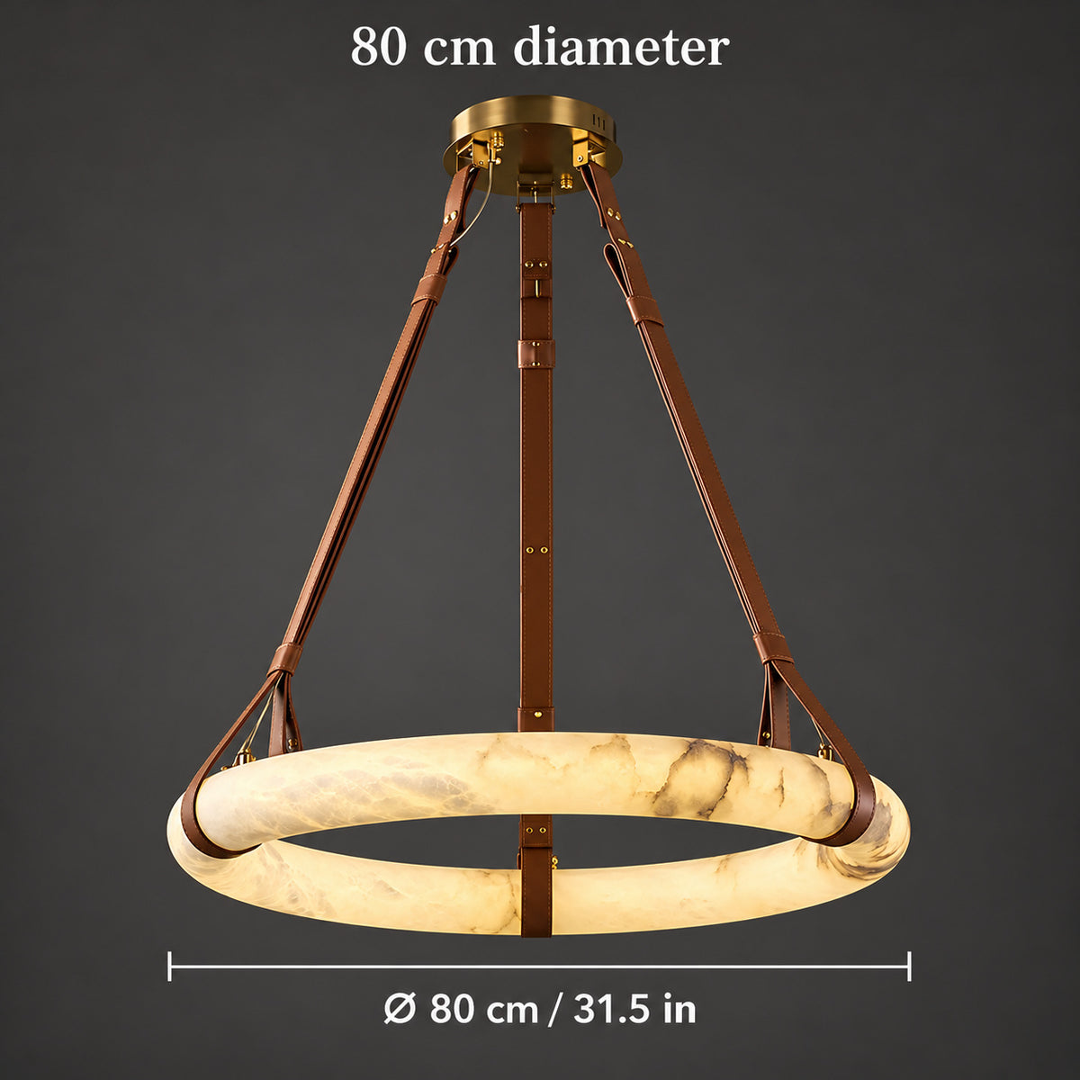 Pendant Ring Alabaster Modern Chandelier — 80 cm (31.5 in) diameter size guide