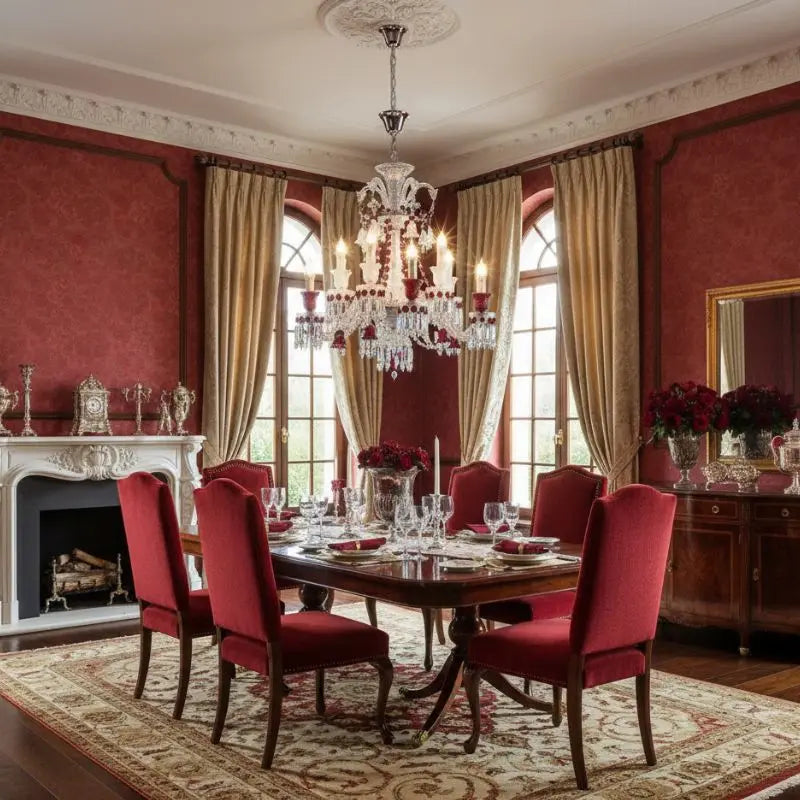 Modern Crystal Clear Red Color Chandelier — alternate product view 2
