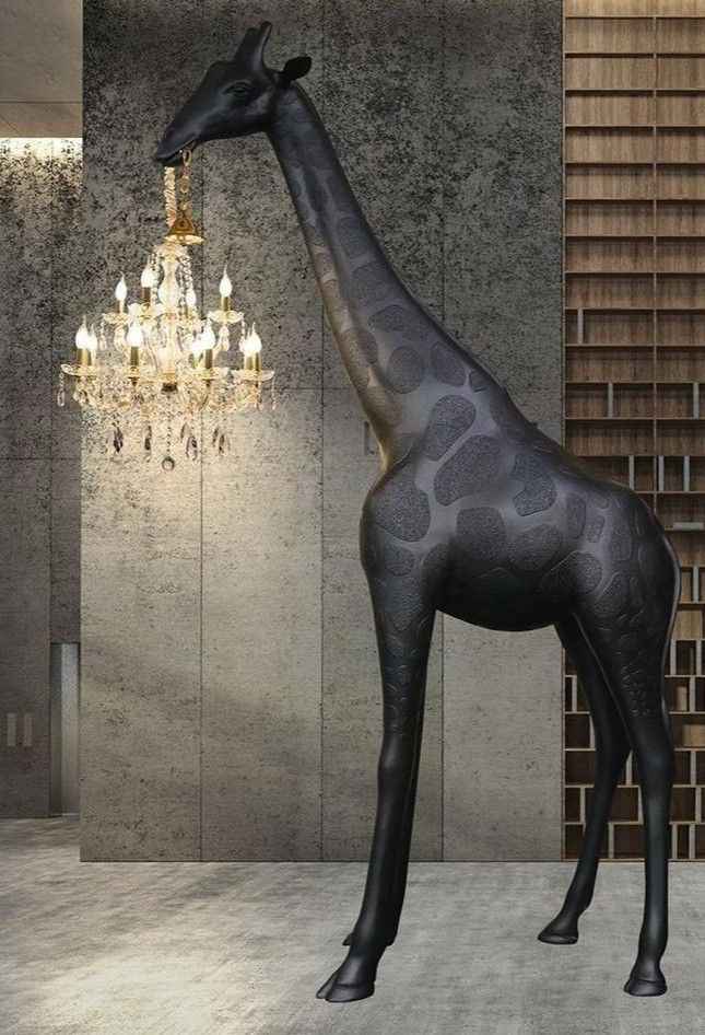 Art Giraffe Sculpture Floor Chandelier - Black — alternate product view 4