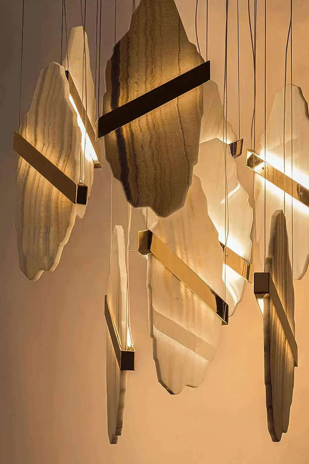 Seven Panels Modern Alabaster Pendant Light — shown in an interior setting 18