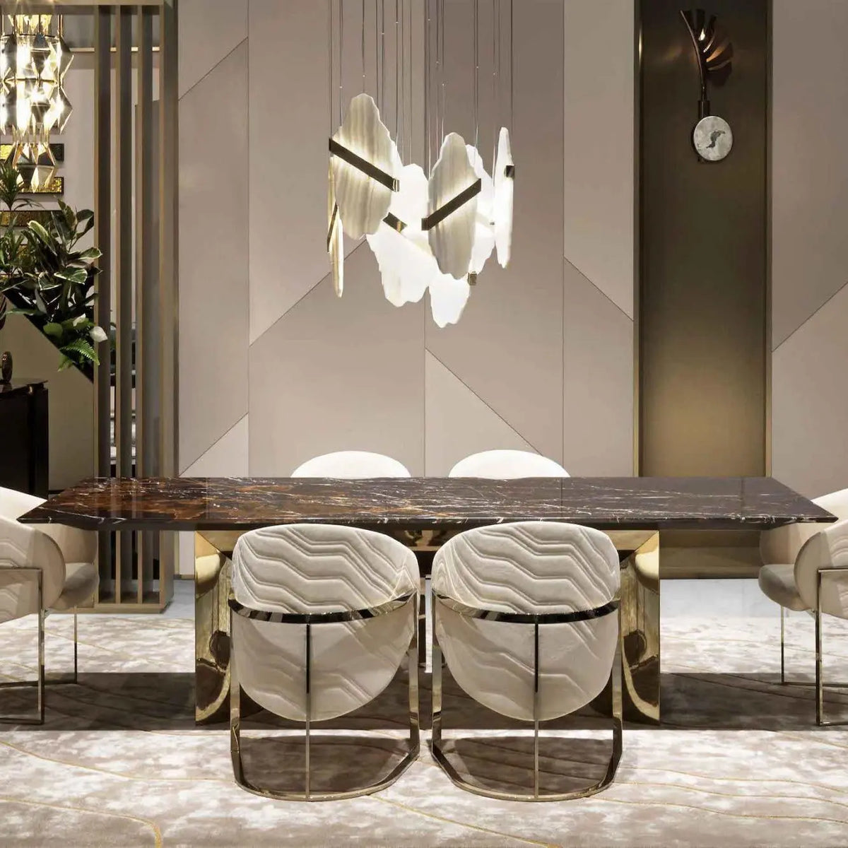 Seven Panels Modern Alabaster Pendant Light — shown in an interior setting 4