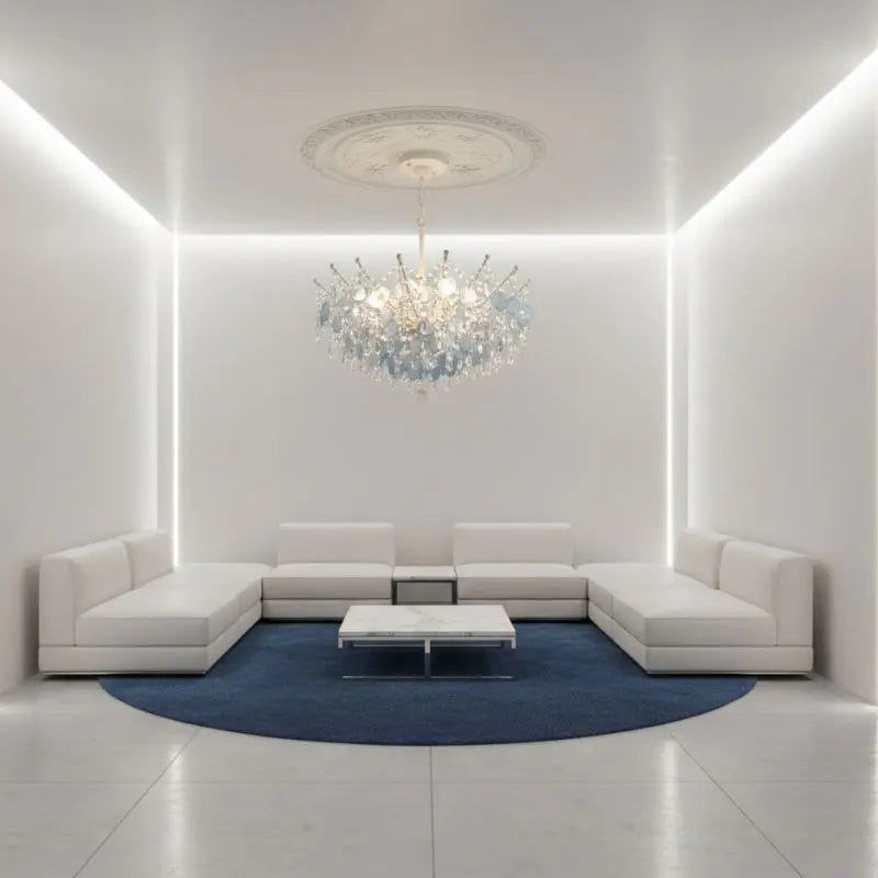 French Vintage Blue Crystal Lamp — product view