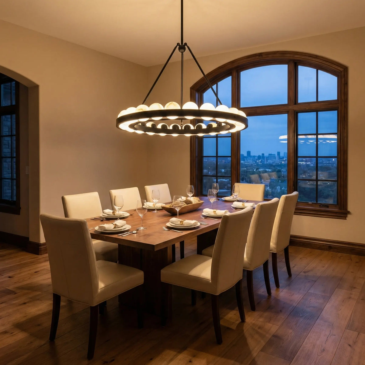 Alabaster Circular Chandelier — shown in an interior setting 2