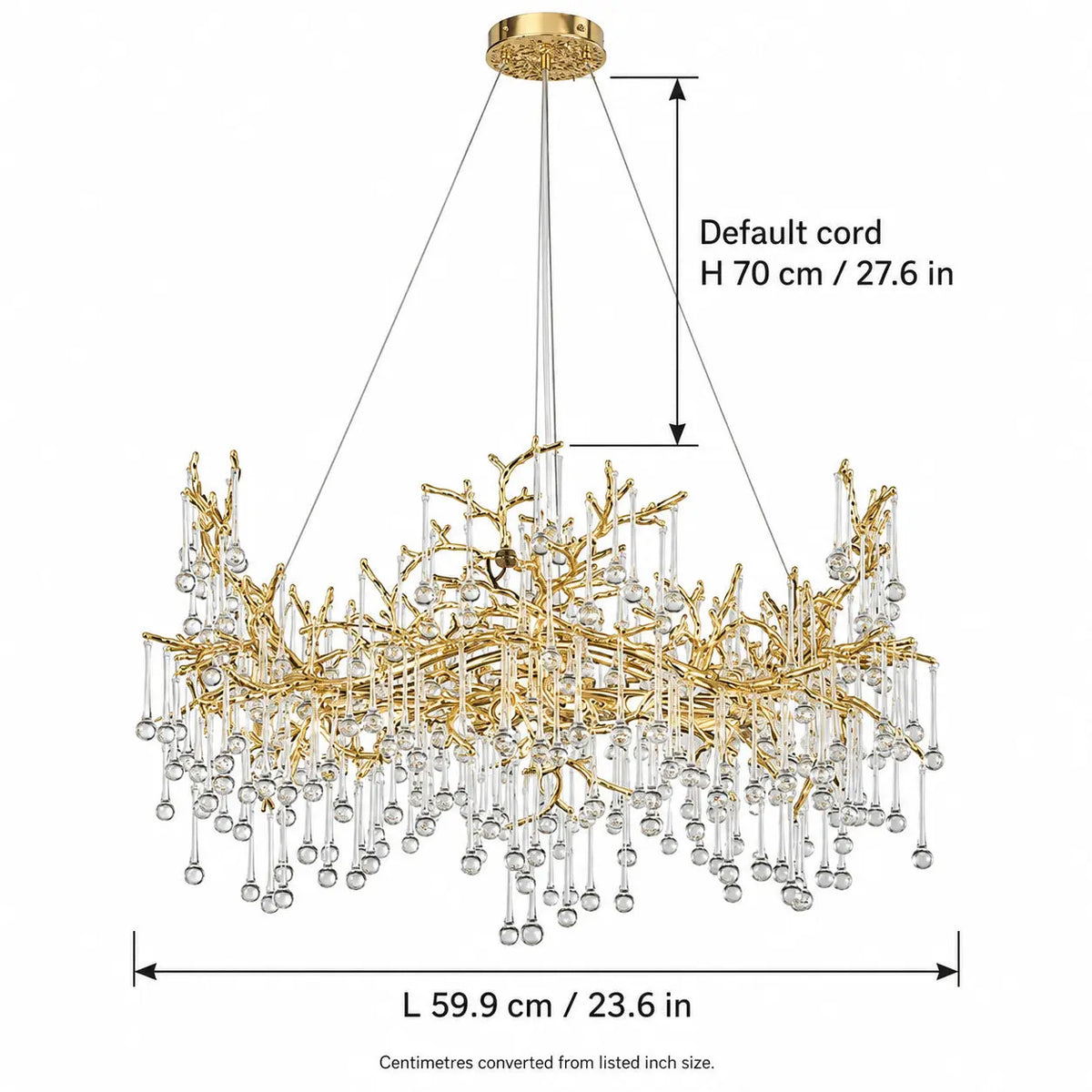 Luxury Crystal Led Tree Branch Chandelier — dimensions and measurements
