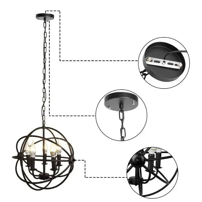 5 Light Unique Globe Chandelier — alternate product view 7