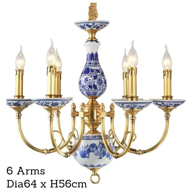 Royal Blue & White Porcelain Chandelier — alternate product view 5