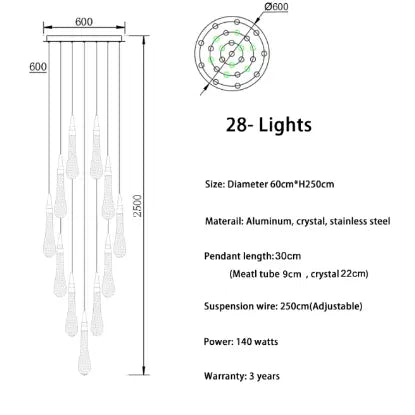 Modern Long Stair Chandelier — alternate product view 13