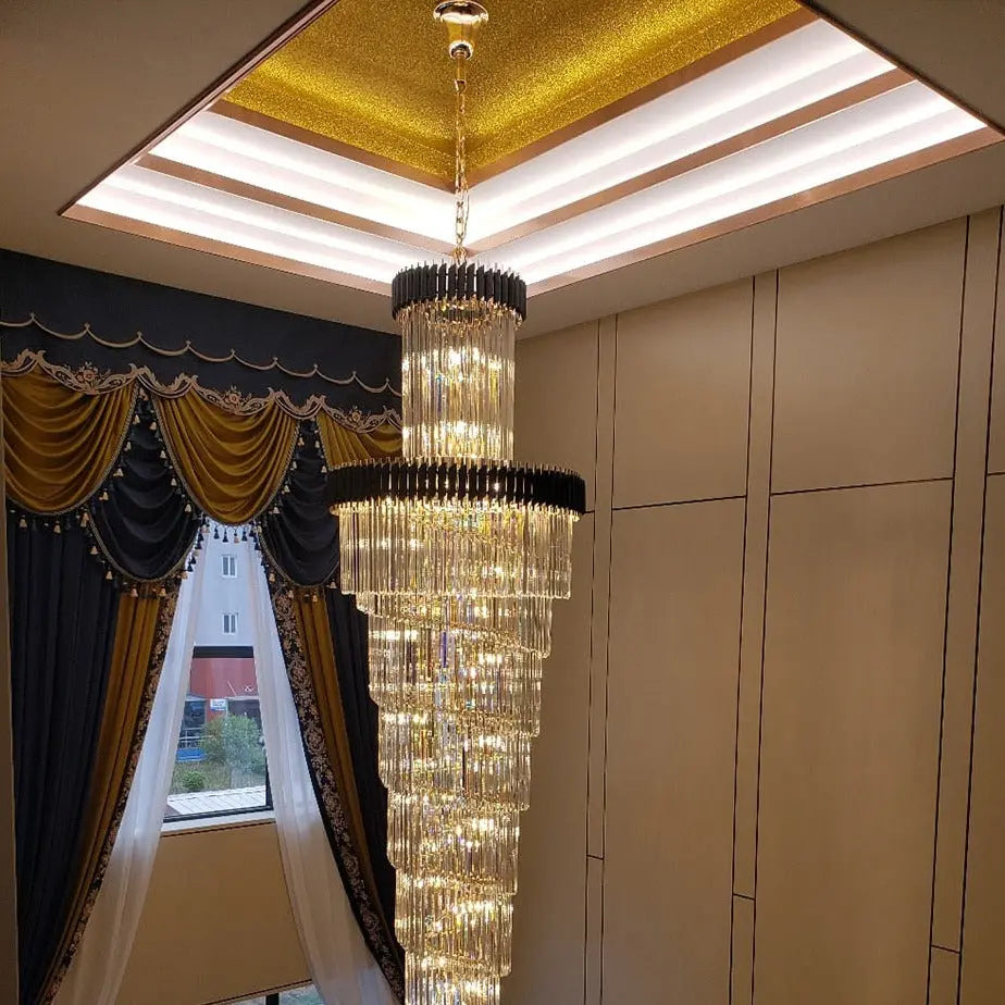 Long Black Crystal Loft Chandelier — alternate product view 9
