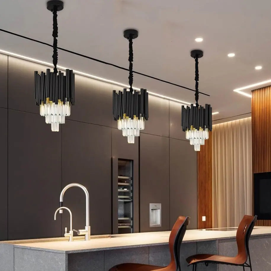 Modern Black Crystal Hanging Light — alternate product view 1