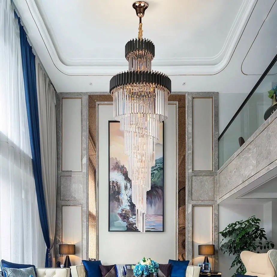 Long Black Crystal Loft Chandelier — alternate product view 8