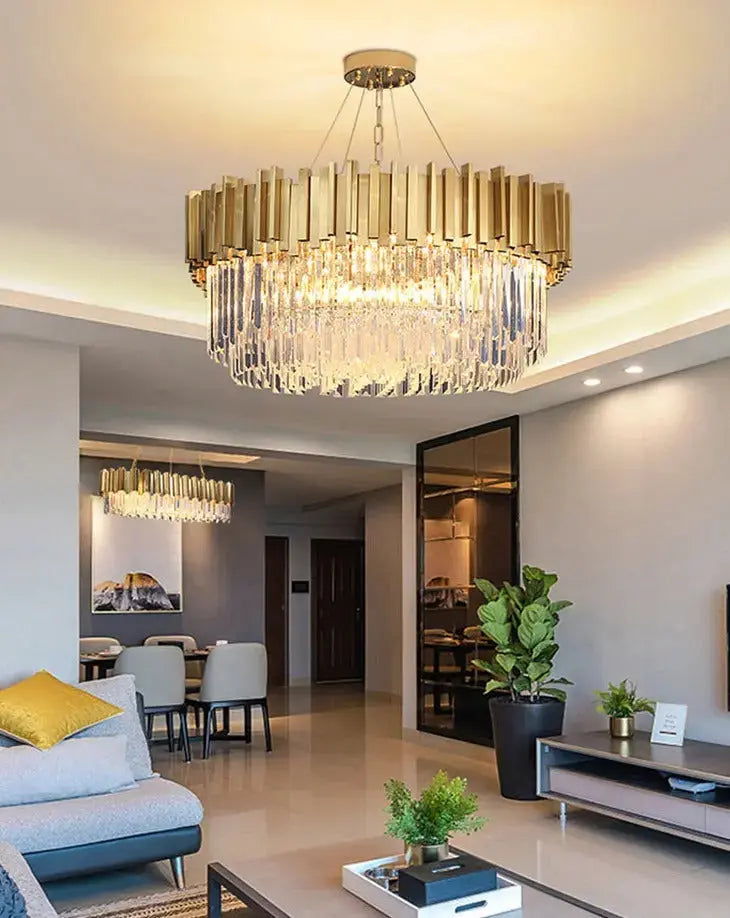 Modern Stainless Steel Luxury Crystal Chandelier — alternate product view 2