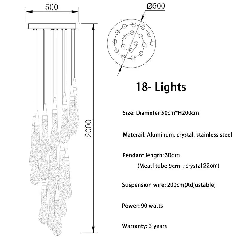 Modern Long Stair Chandelier — alternate product view 12