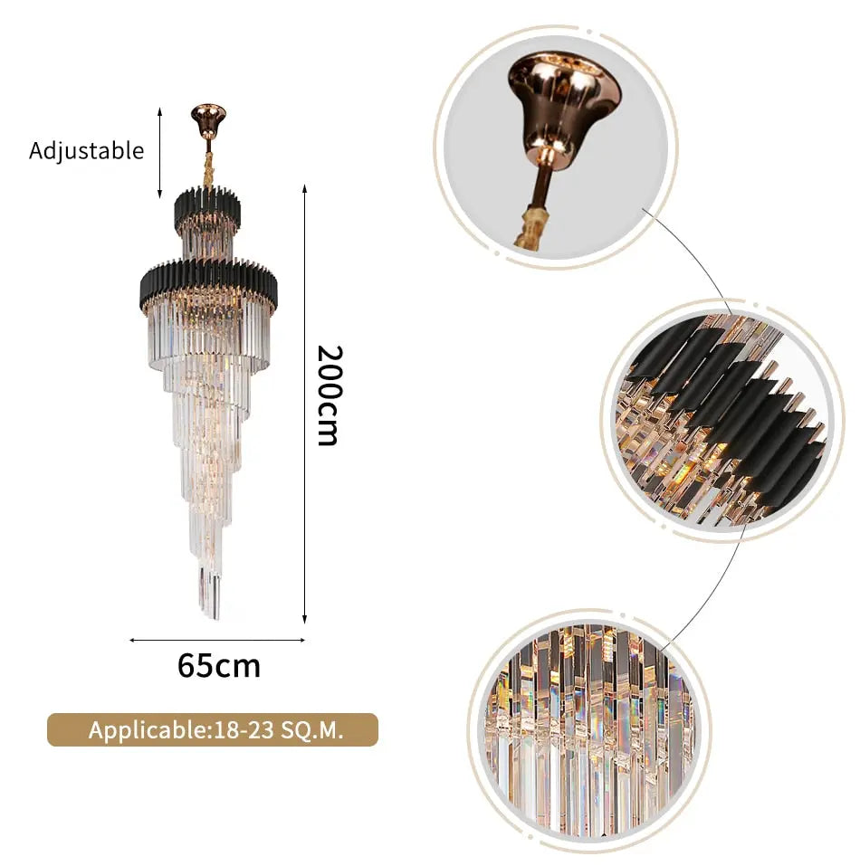 Long Black Crystal Loft Chandelier — alternate product view 5