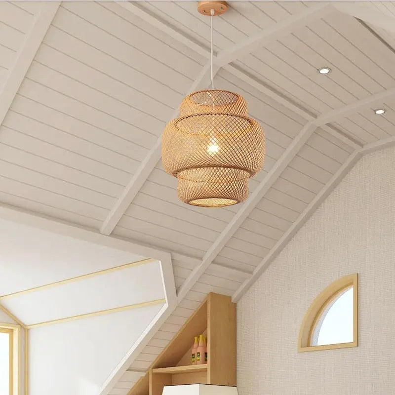 Hand-Woven Bamboo Pendant Light — alternate product view 3