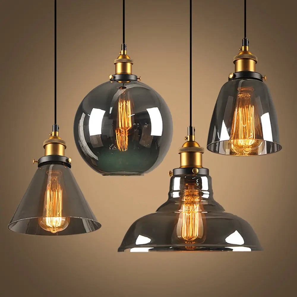 Industrial Retro Smoky Glass Vintage Pendant Lights — alternate product view 12