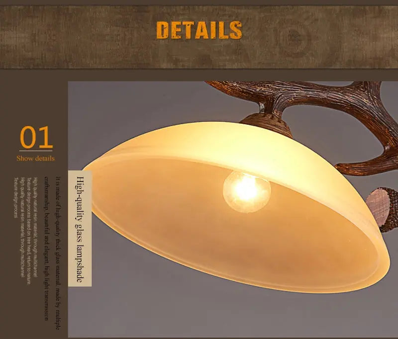Double Retro Antler Vintage Pendat Lights — alternate product view 8