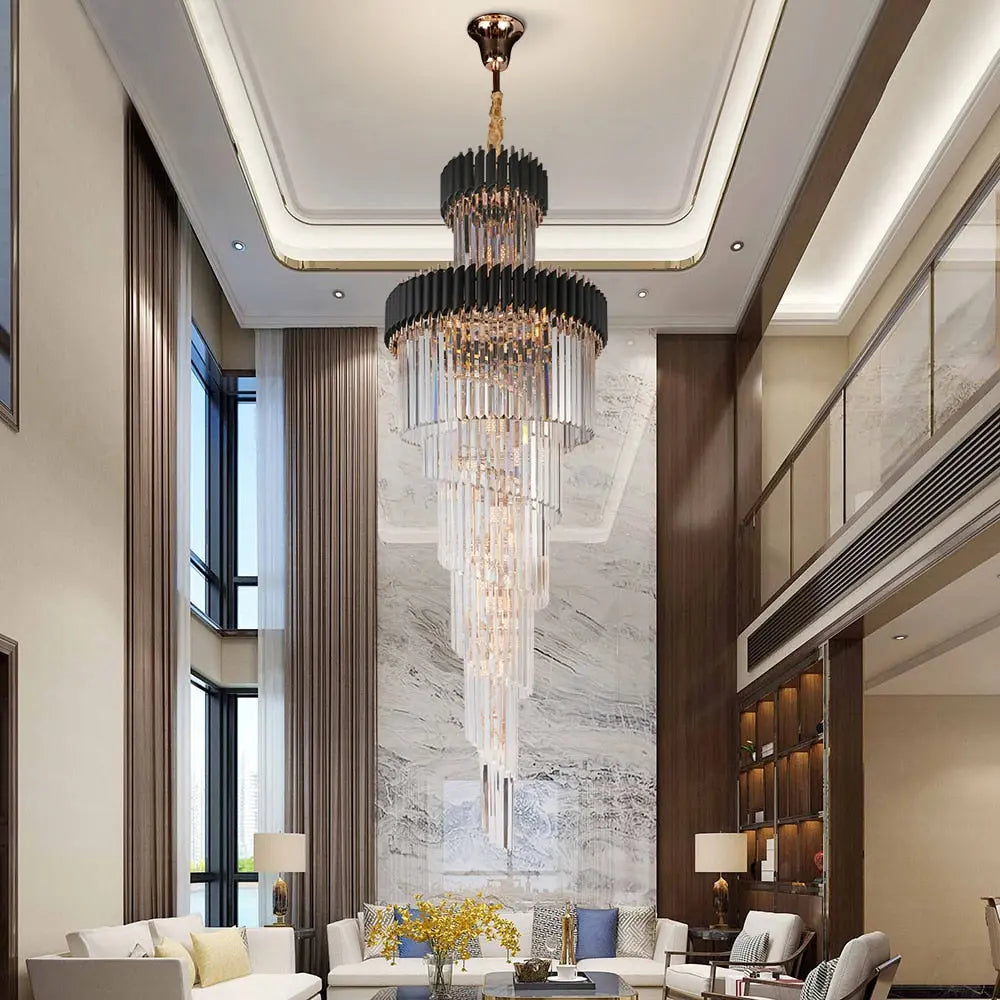 Long Black Crystal Loft Chandelier — alternate product view 2