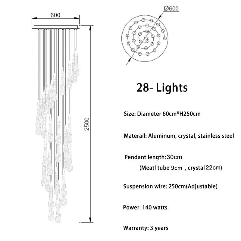 Modern Long Stair Chandelier — alternate product view 14