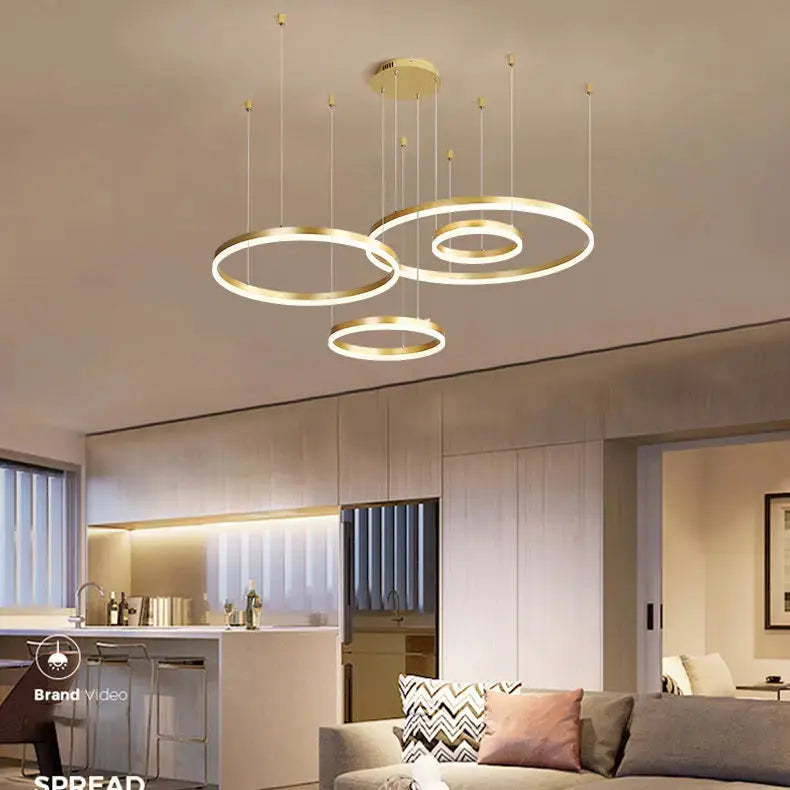 Art Deco Gold Shape Pendant Led Chandelier — alternate product view 2