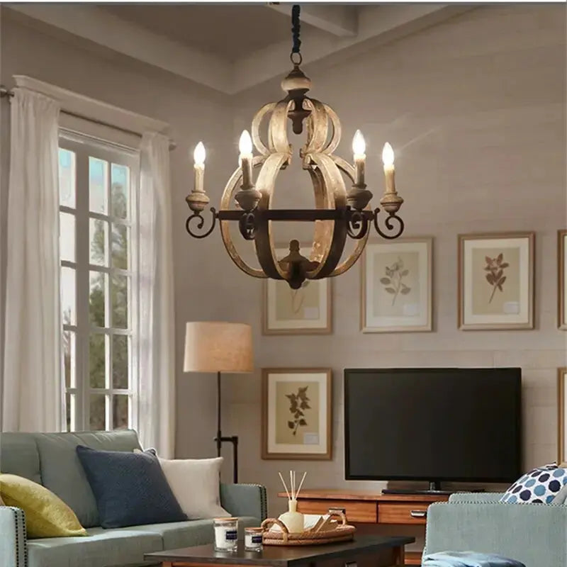 Rustic Wood Chandelier — product view