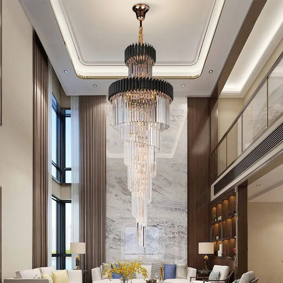 Long Black Crystal Loft Chandelier — alternate product view 7