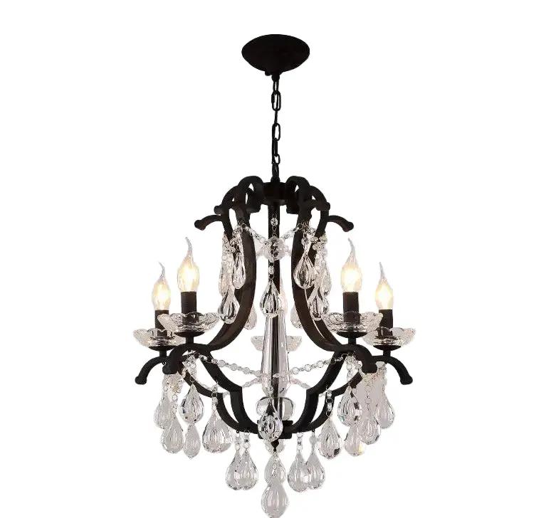 Rustic Chandelier Black Crystal Hanging Light 8 Arms — alternate product view 11
